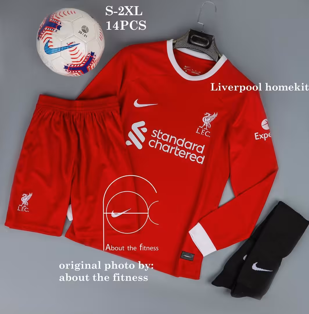 کیت اول لیورپول فصل 2024-2023 آستین بلند (پیراهن شورت) ورژن هواداری