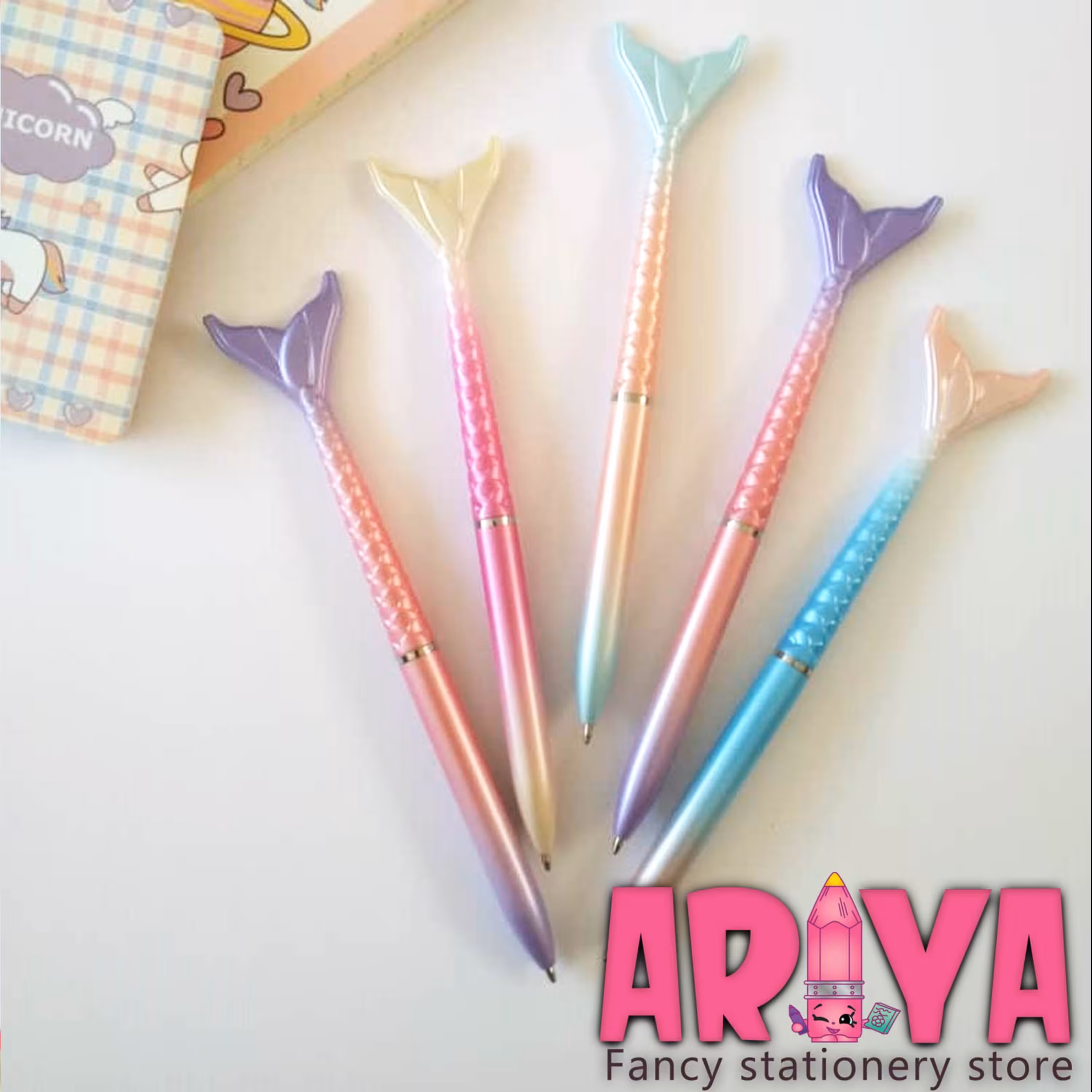 خودکار پیچی پری دریایی رنگ پاستیلی جوهر آبی