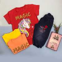 کد to1472 ست تیشرت شلوارک مجیک مناسب 3تا9 سال رنگبندی زیبا جنس تیشرت پنبه لاکرا جنس شلوارک جین