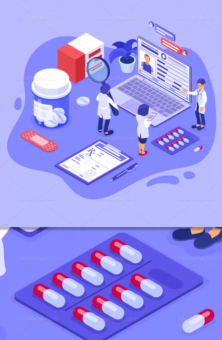 وکتور تشخیص پزشکی ویروس کرونا | گرافیک با طعم تربچه