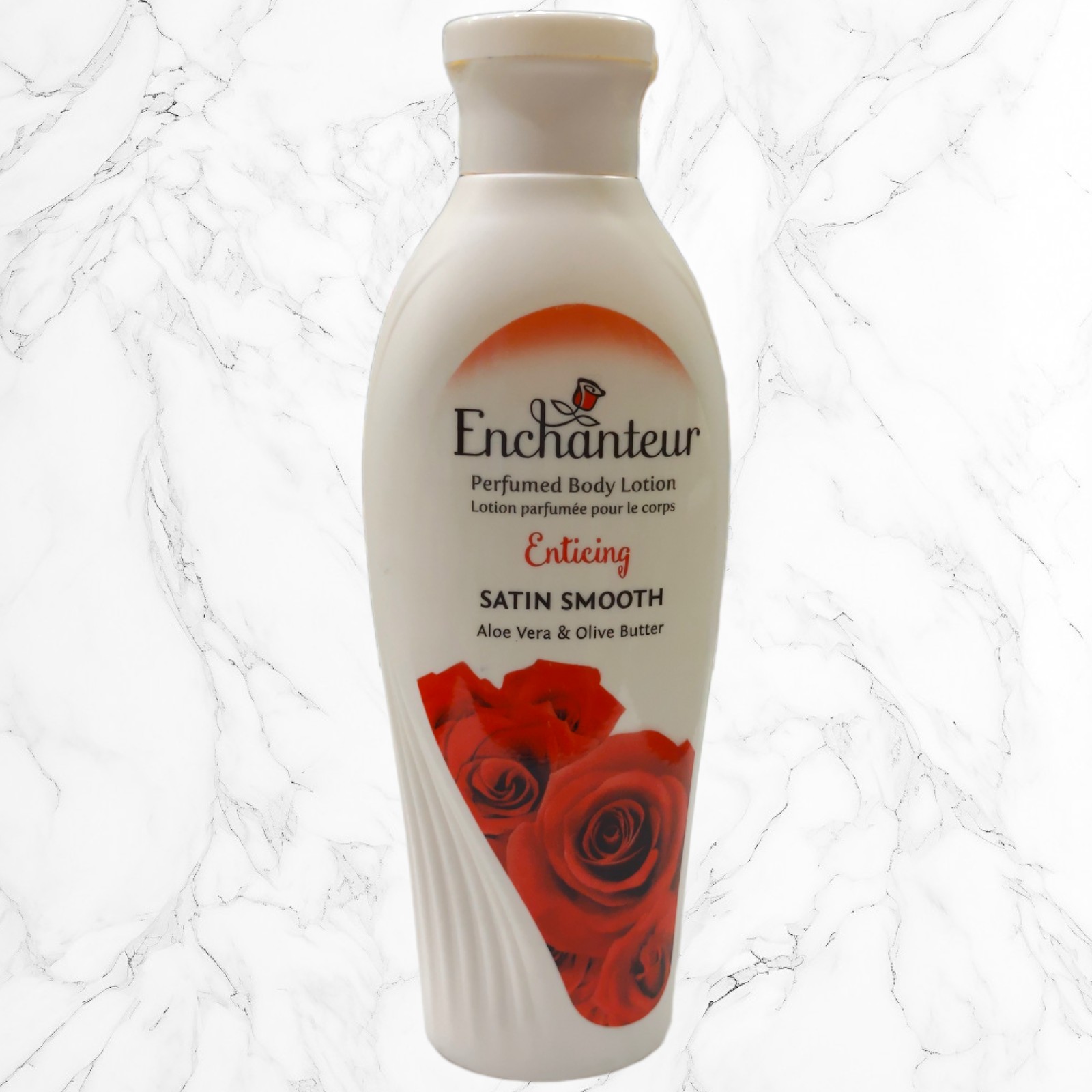 لوسیون بدن انشانتر ENCHANTEUR  حجم 250میل رایحه رز  قرمز محصول مالزی حاوی عصاره آلوورا و کره زیتون