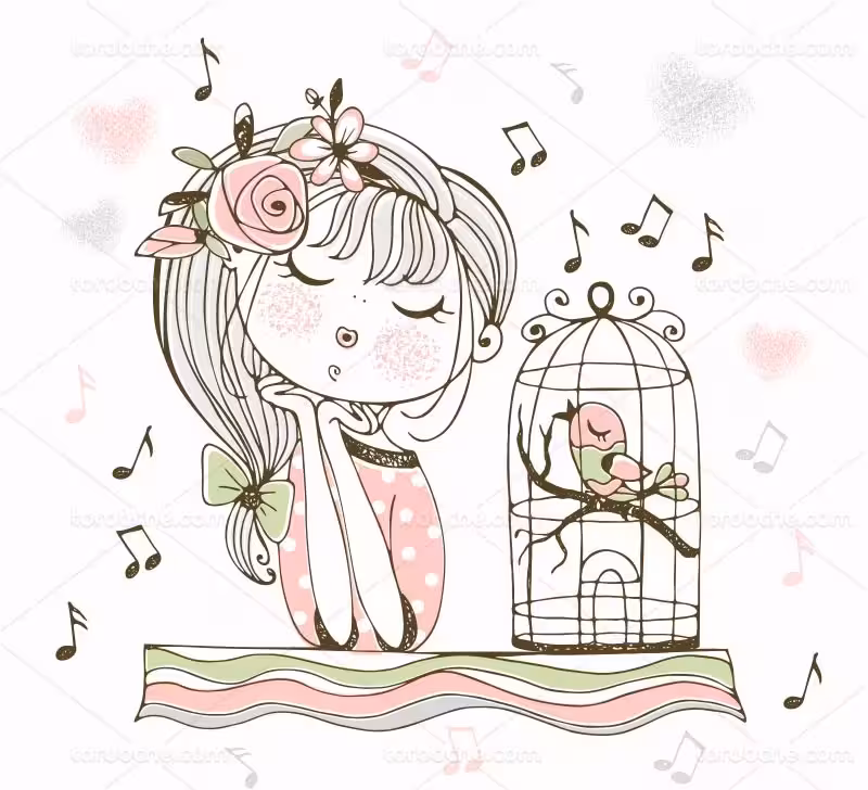 وکتور کاراکتر دختر بچه رنگی | گرافیک با طعم تربچه