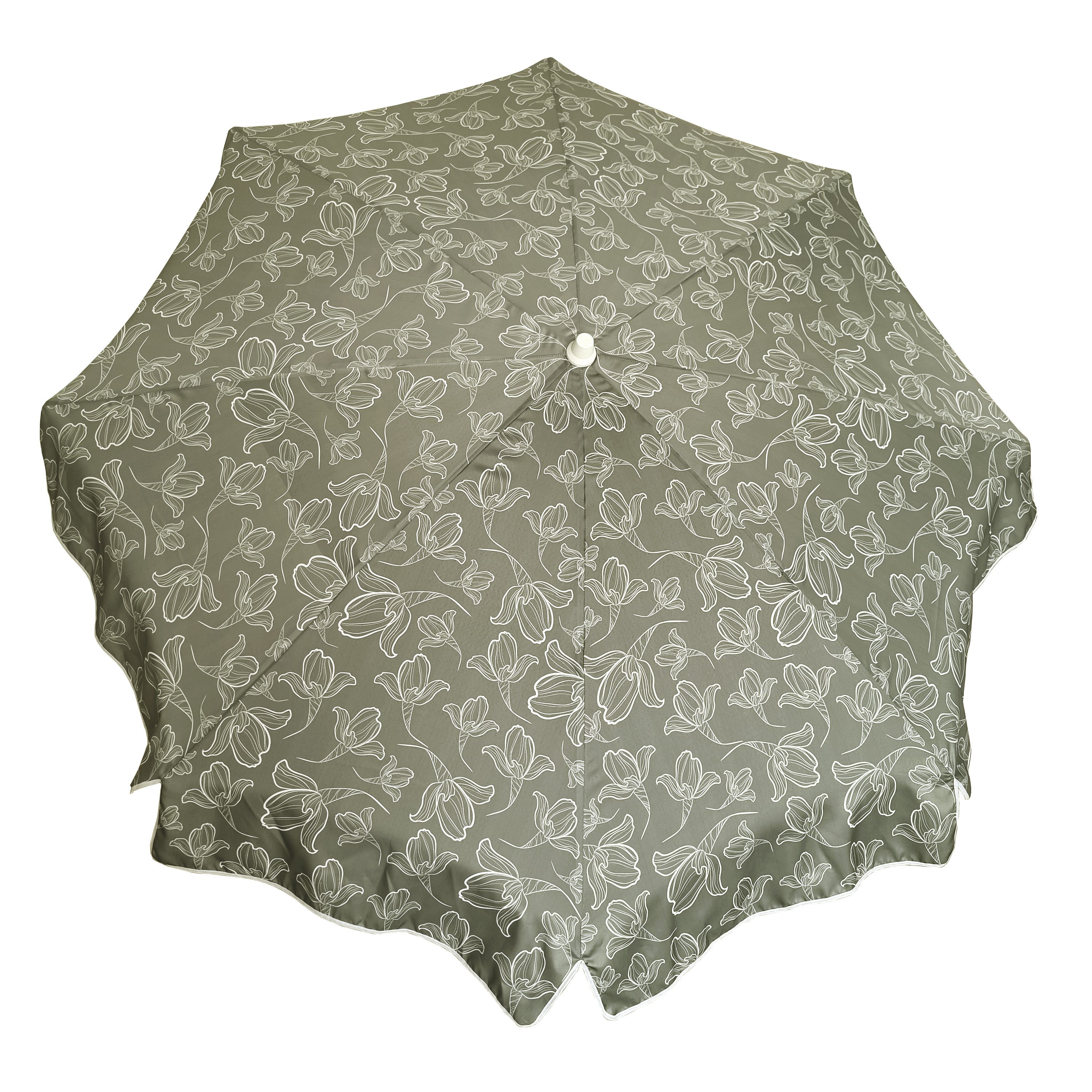 سایه بان قطر دو متر با پارچه نانو طرح گل دار،آب گریز رنگ طوسی،مسافرتی