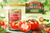 وکتور کنسرو رب گوجه فرنگی تبلیغاتی | گرافیک با طعم تربچه