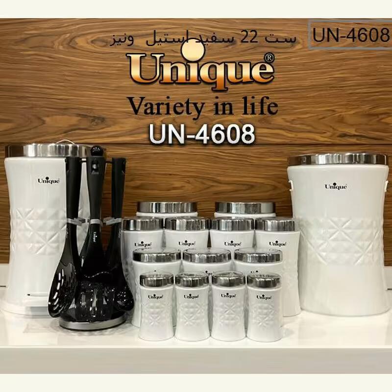 سرویس آشپزخانه 22 پارچه ( مدل ونیز  4608 ) سفید با درب استیل 