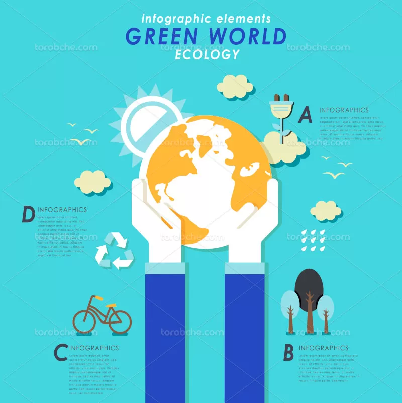 فایل وکتور اینفوگرافیک چهار قسمتی | گرافیک با طعم تربچه