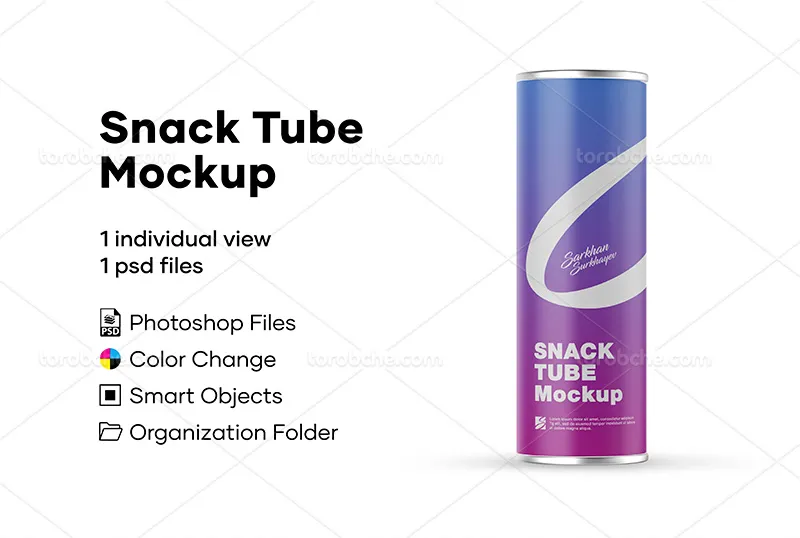 موکاپ قوطی چیپس | گرافیک با طعم تربچه