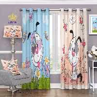 پرده اتاق خواب کودک دو قواره پانچ آماده طرح سگ کد S8916