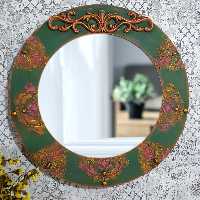 آینه گرد چوبی قطر 50 سانت طرح برجسته