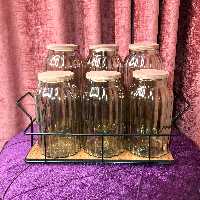 پاسماوری،بانکه،جاادویه‌ای شیار دار 6تیکه شیشه‌ای با درب چوبی و استنددار