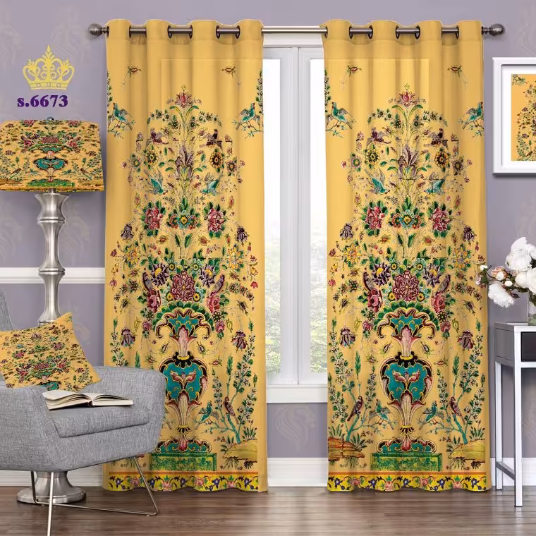 پرده تصویری جدید پانچ اسلیمی طرح گلدان کد S6732