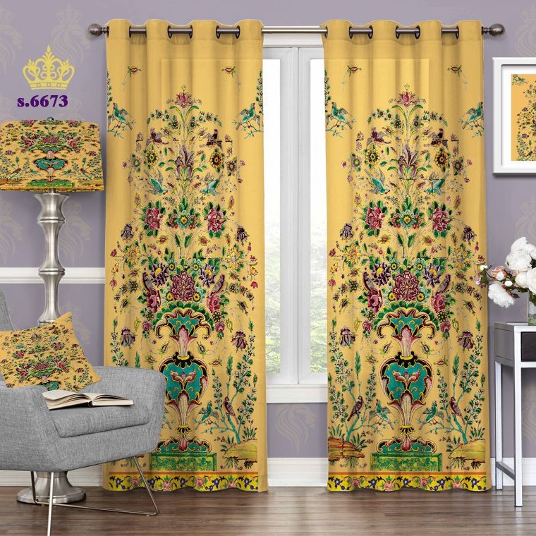 پرده تصویری جدید پانچ اسلیمی طرح گلدان کد S6732