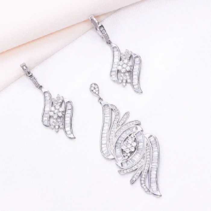 نیم ست نقره زنانه طرح جواهر قالب ایتالیایی کد 1778