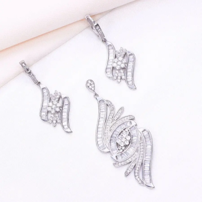 نیم ست نقره زنانه طرح جواهر قالب ایتالیایی کد 1778