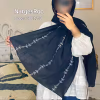 شال نخی دلتا - خامه دوزی - منگوله دار - چهار فصل - S0012-3