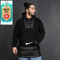 هودی مردانه نایک مشکی  دورس سه نخ شمعی  داخل کرکی 