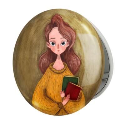 آینه جیبی خندالو طرح دخترونه مدل تاشو کد 5488