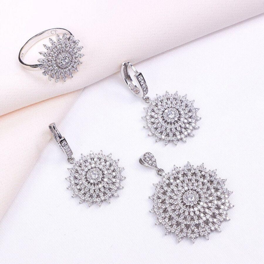 نیم ست نقره میکرو عیار925 آبکاری شده،کد 10