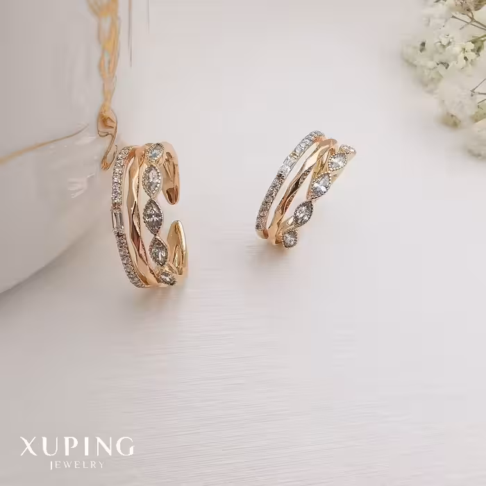 انگشتر ژوپینگ برند اصلی فری سایز نگین کاری مخراج کاری شده بدون ریزش رنگ ثابت عمری