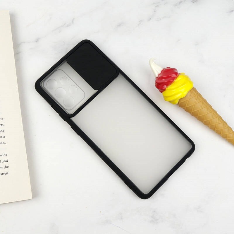 گارد PC مات محافظ لنز دار کشویی Samsung A72 رنگ مشکی