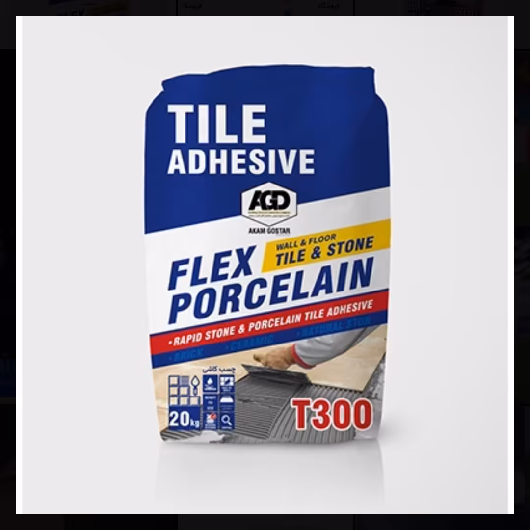 چسب کاشی و سرامیک پودری پرسلان سفید آکام t300 بیست کیلوگرمی 