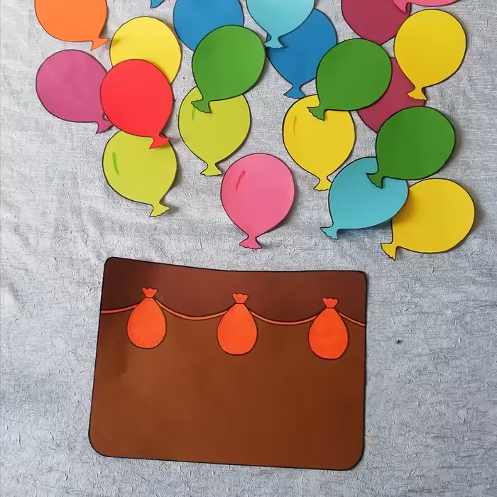 تزیین کلاس (طرح بالن) طرح تشویقی. 30 بادکنک و یک بدنه بالن اجرا با مقوا