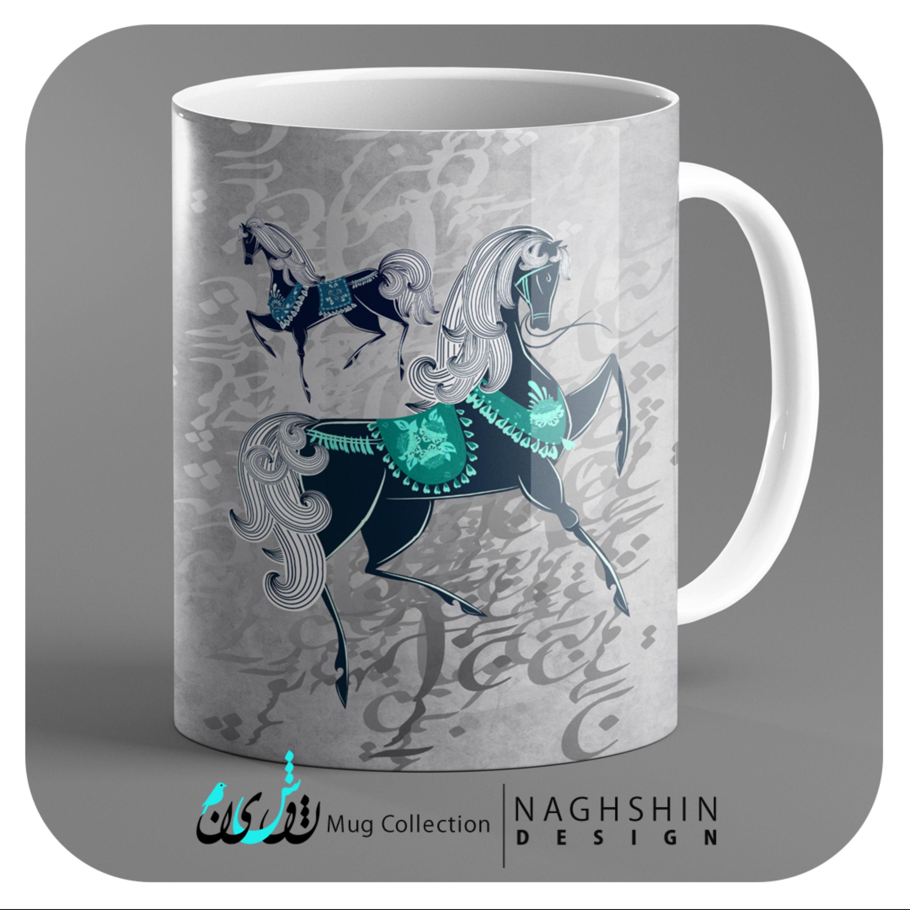 ماگ سرامیکی طرح شهسوار اسب شادیها- رنگ خاکستری 3 - چاپ سابلیمیشن - کیفیت عالی