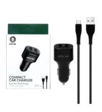 شارژر فندکی فست دو پورت گرین لاین مدل GNCC24MCRBK 12W به همراه کابل شارژ اندروید