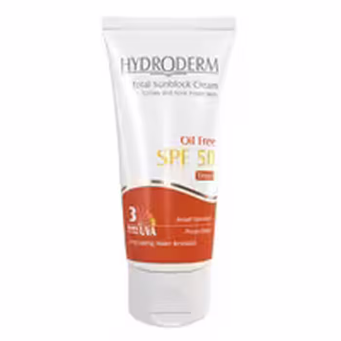 کرم ضد آفتاب رنگی فاقد چربی هیدرودرم مدل Medium Beige SPF50 حجم 50 میلی لیتر