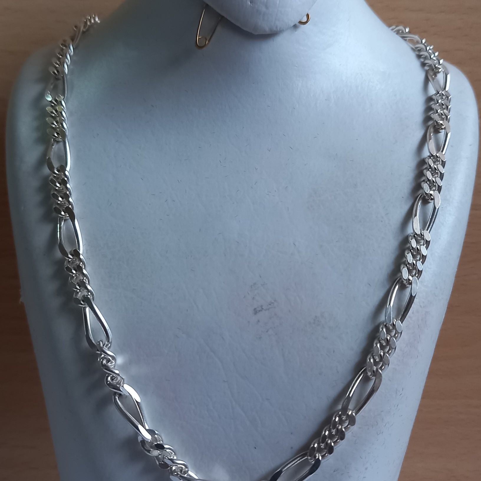 گردنبند نقره 925 زنجیر مدل فیگارو 70 سانتیمتری