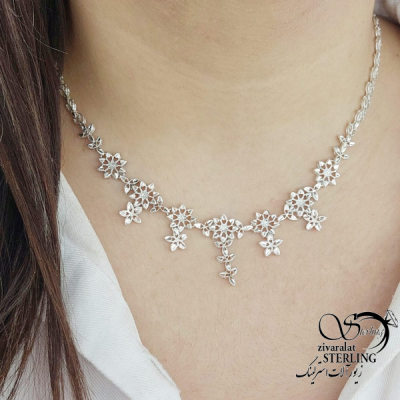 گردنبند نقره جواهری تراش با عیار925 کد 16808