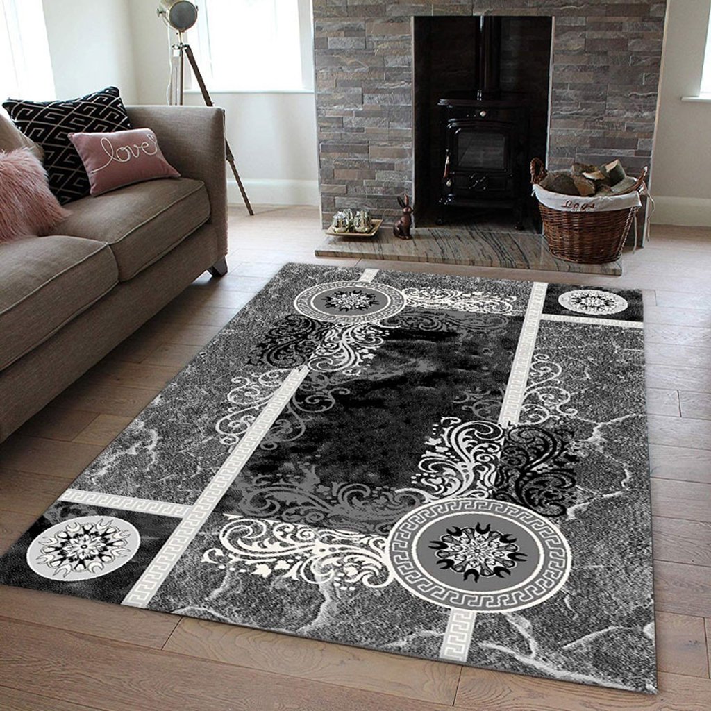 فرش ماشینی ساوین طرح 4010 مشکی سایز 1.5 در 2.25 (موجودی بگیرید)