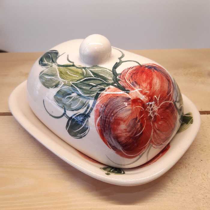 کره خوری سرامیکی طرح گل سرخ دستساز نقاشی زیرلعابی