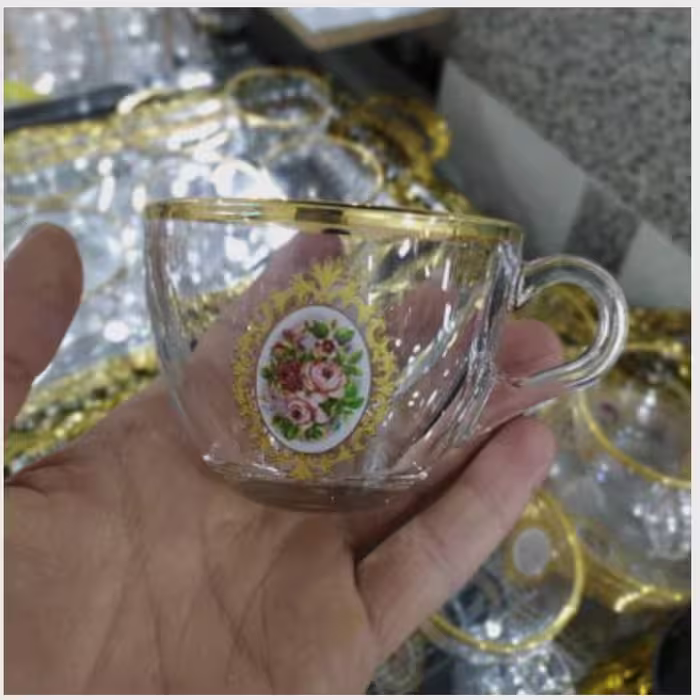 فنجان لب طلا رز گل
