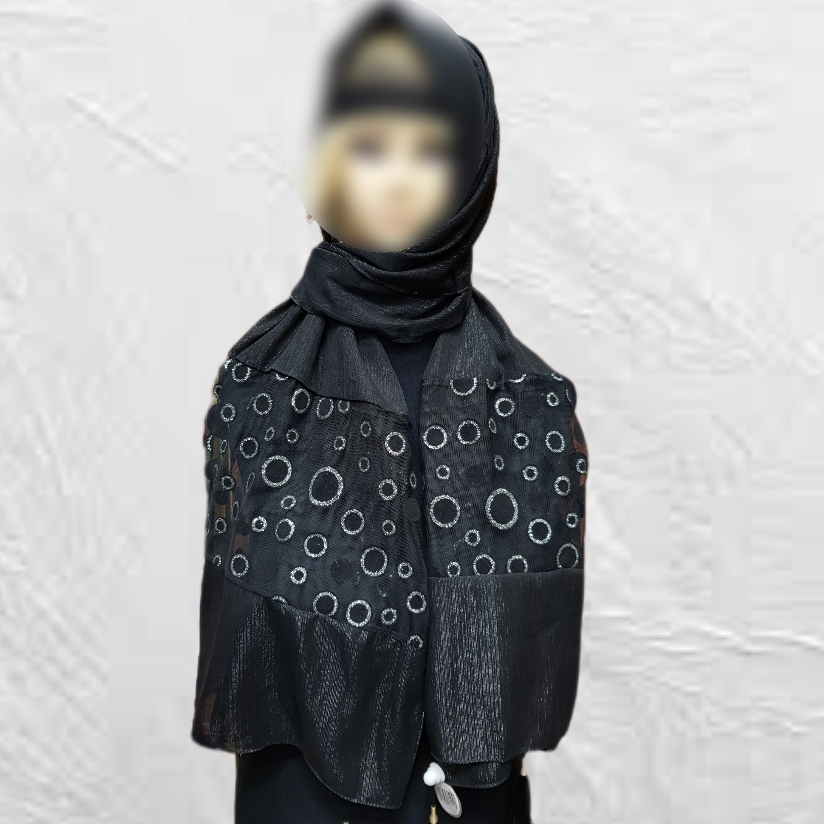 شال مشکی نقره ای نخی شاین مجلسی
