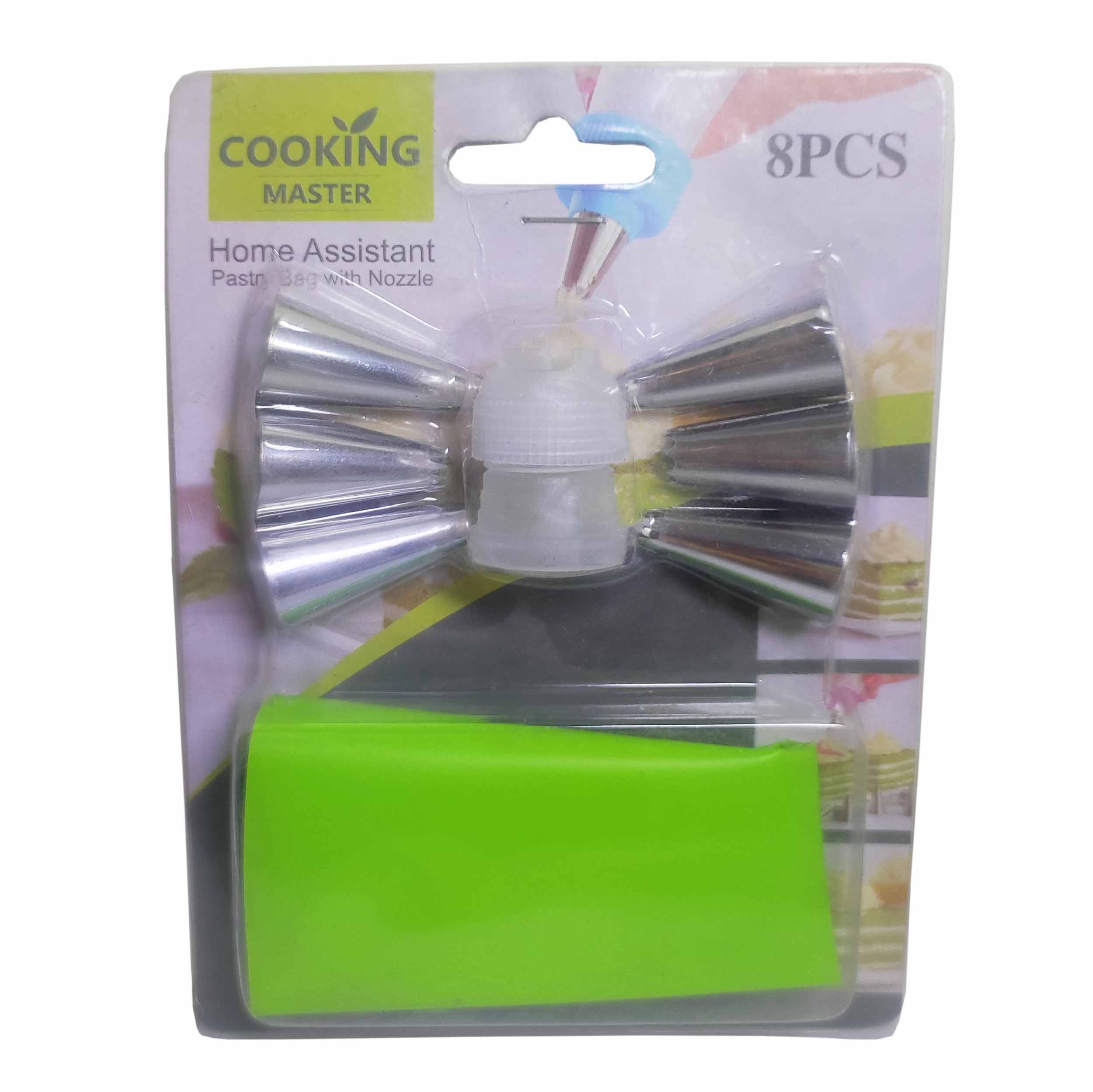 قیف و ماسوره شیرینی پزی مدل 8 عددی سبز