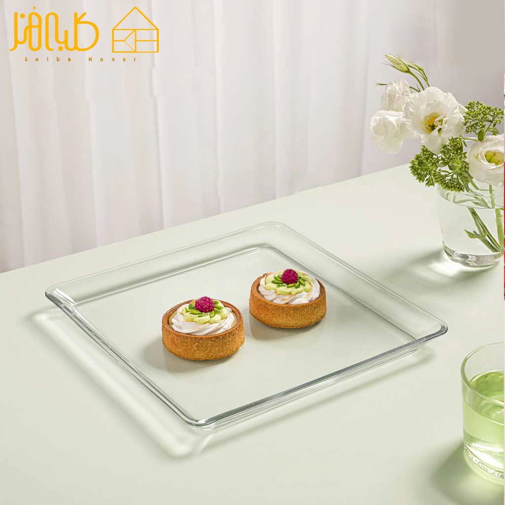 شیرینی خوری مربع شیشه ای لیمون 2286