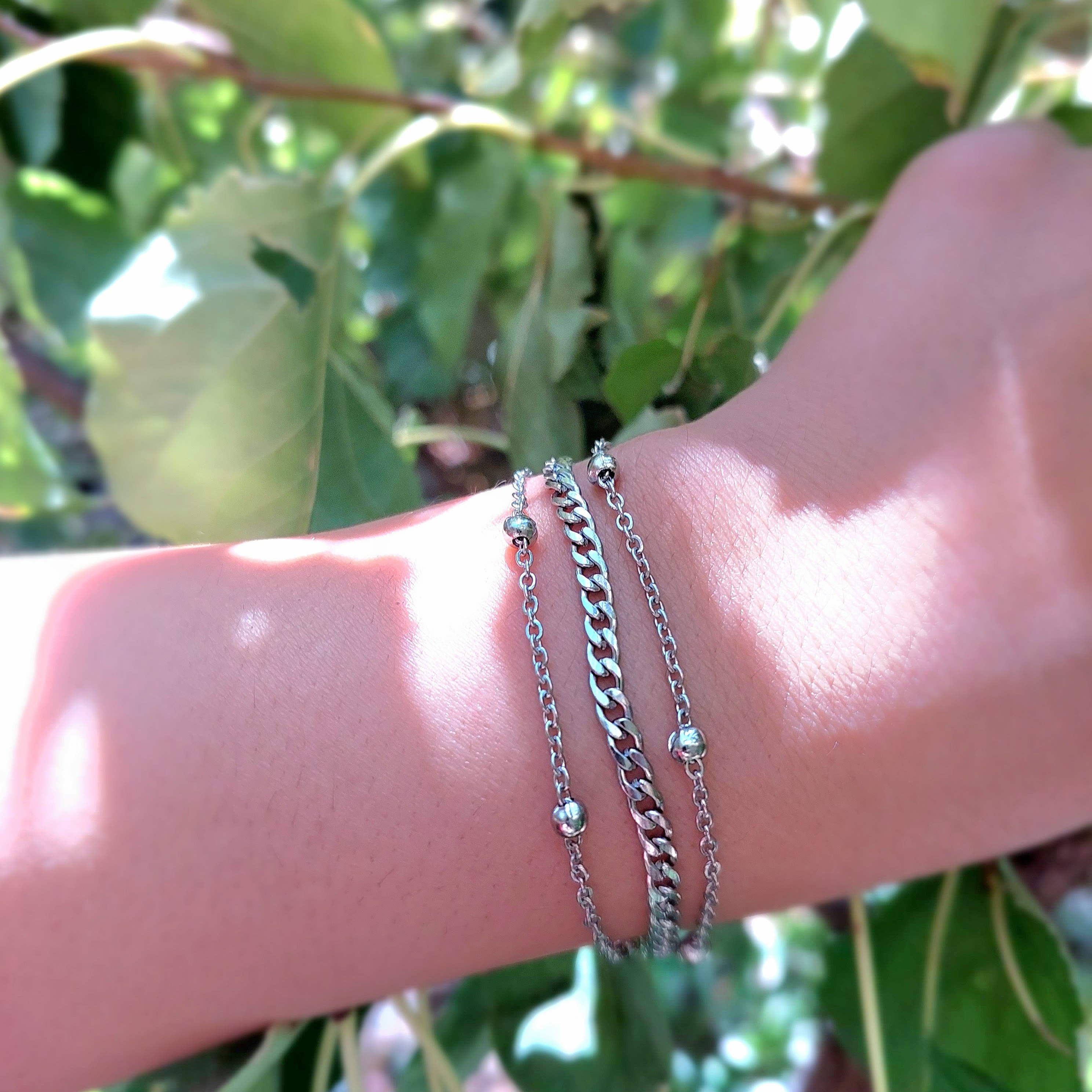 دستیند استیل و شیک دستساز مدل سه لاین کارتیر و خلخال  