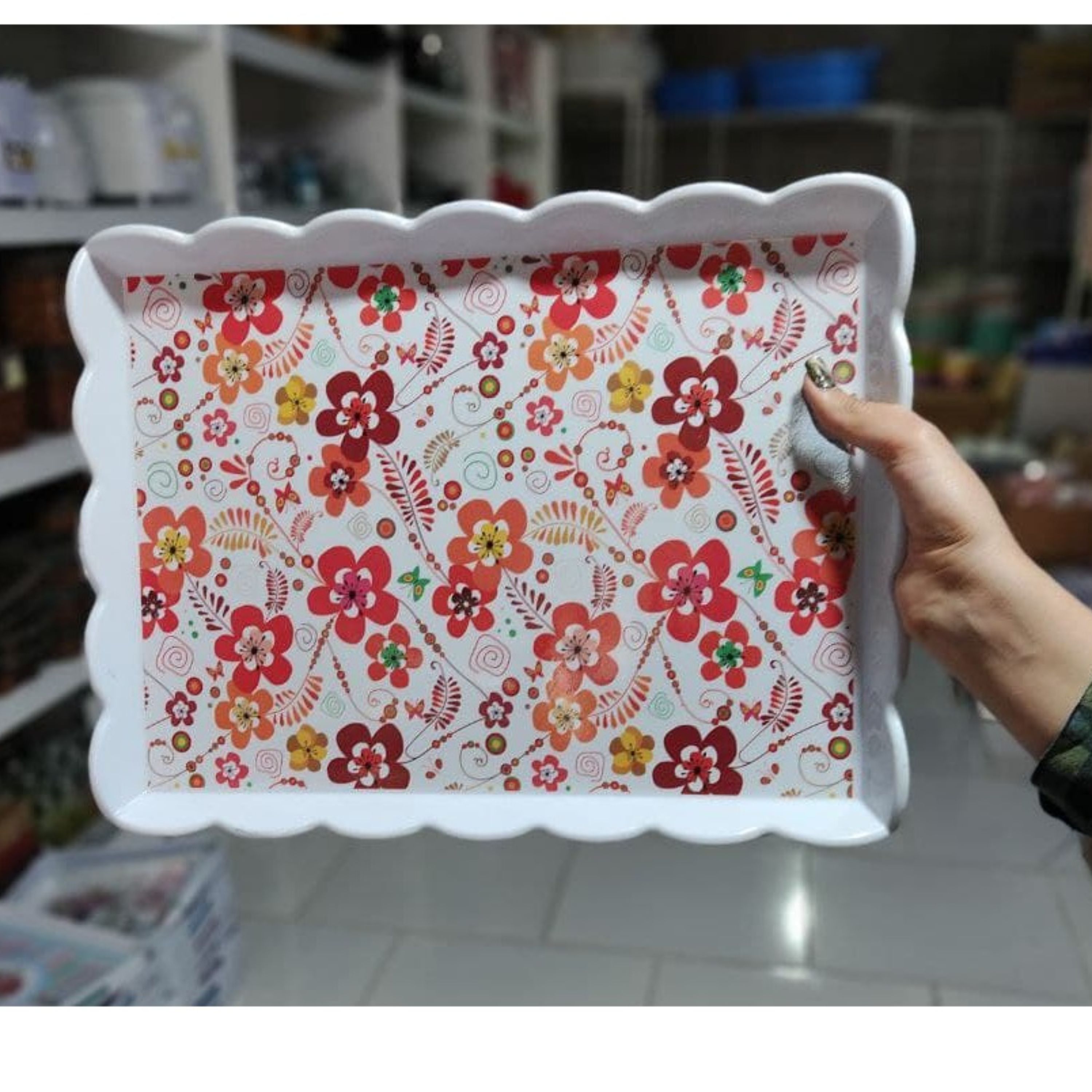 سینی لبه کنگره دار بزرگ از جنس ملامین