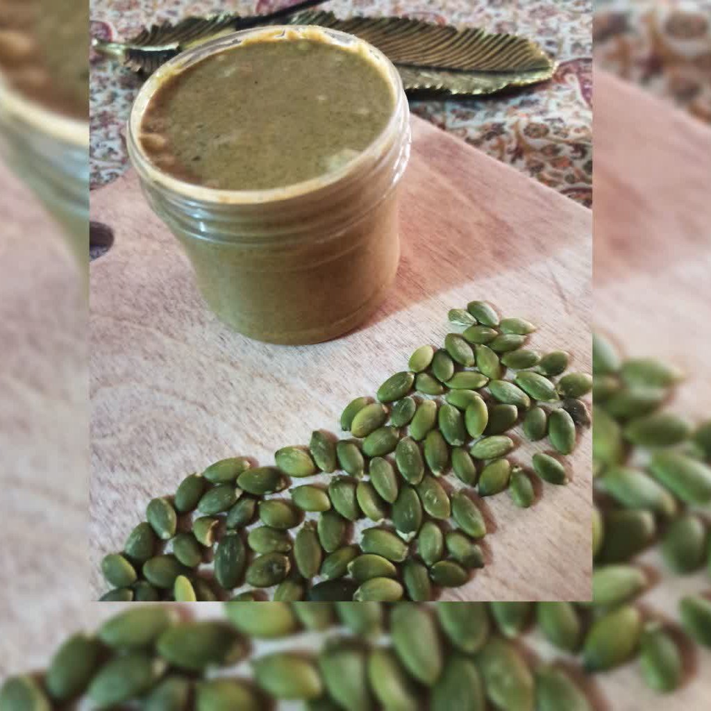 کره مغز تخمه کدو ظرف 300گرم کاملا ارگانیک بدون مواد افزودنی 