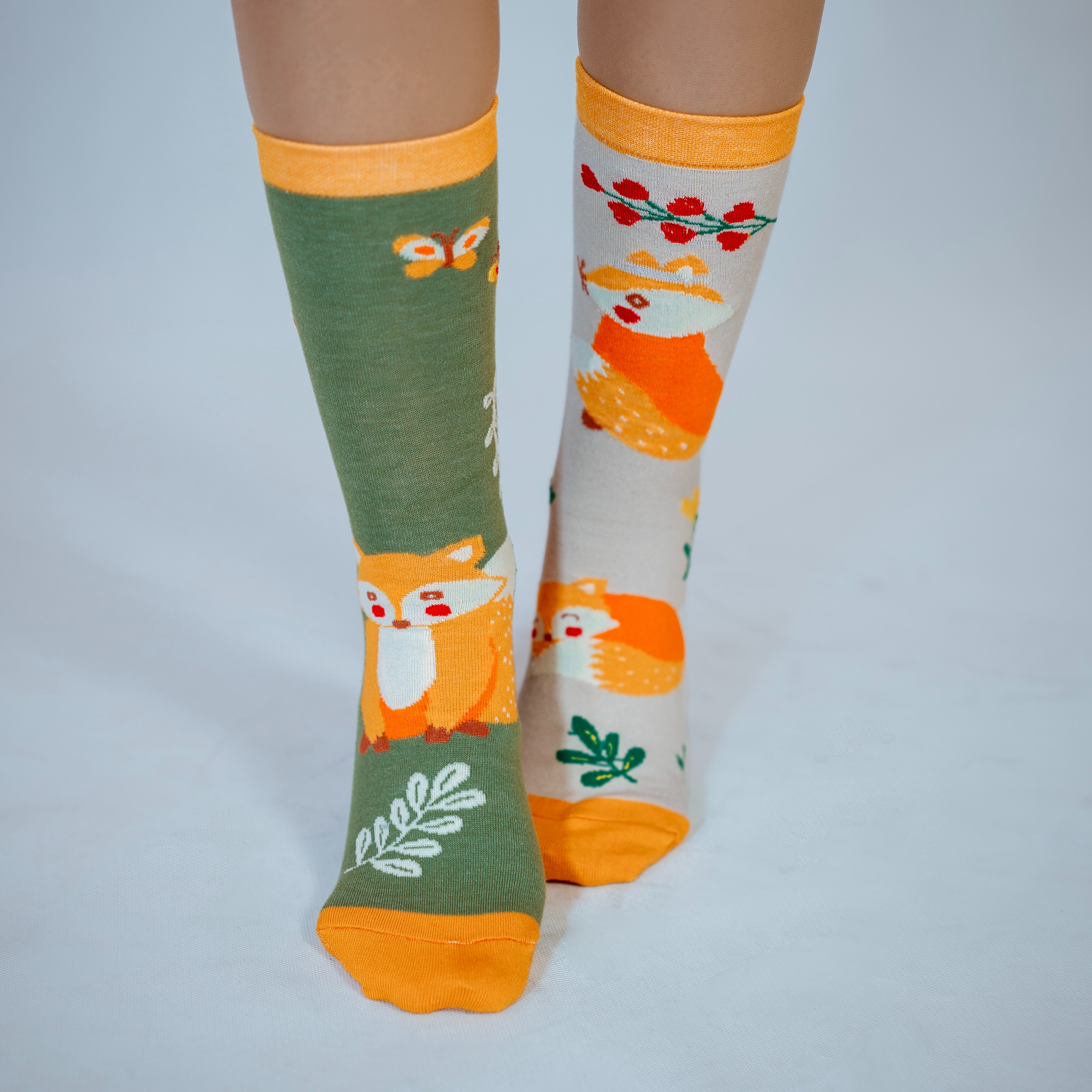 جوراب  لنگه به لنگه روباه سبز