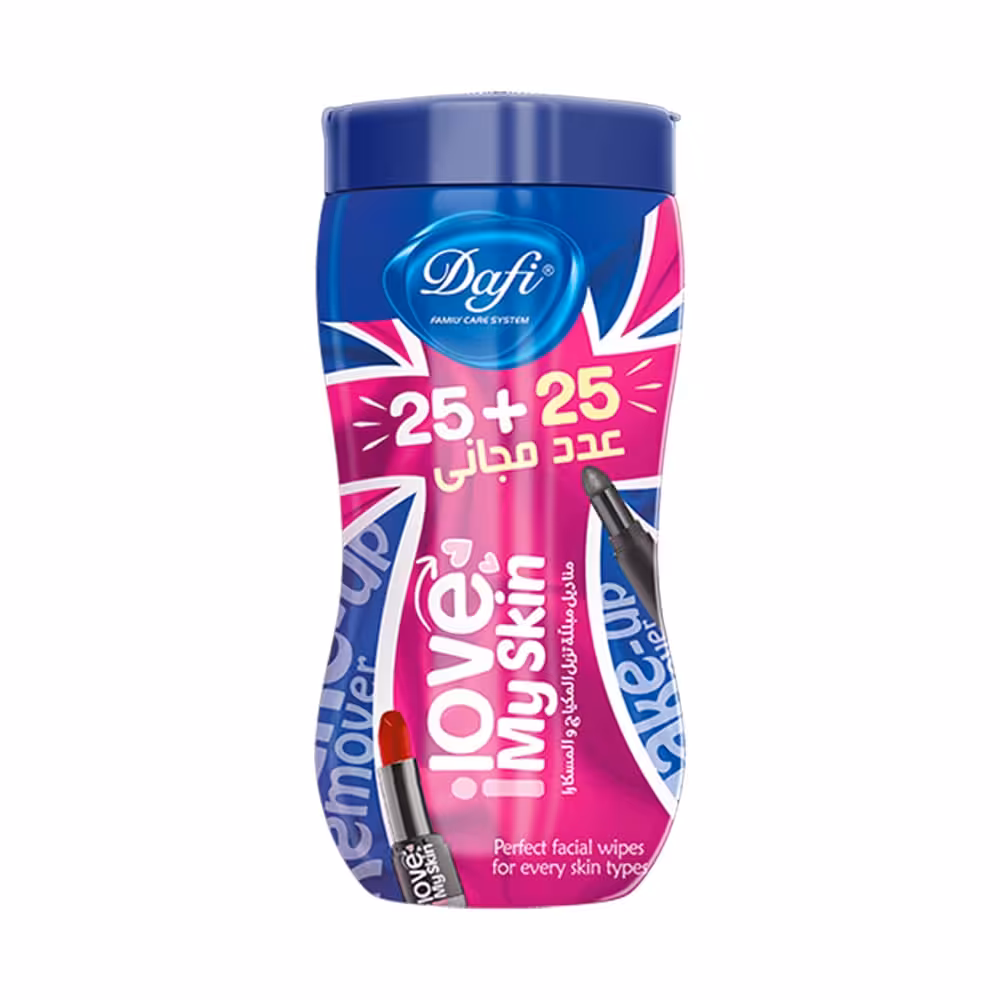 دستمال مرطوب پاک کننده آرایش دافی مدل Love بسته 50 عددی