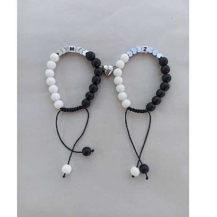 دستبند حروف  مگنتی بدلیجات استیل ست دستبند مگنت قلبی 