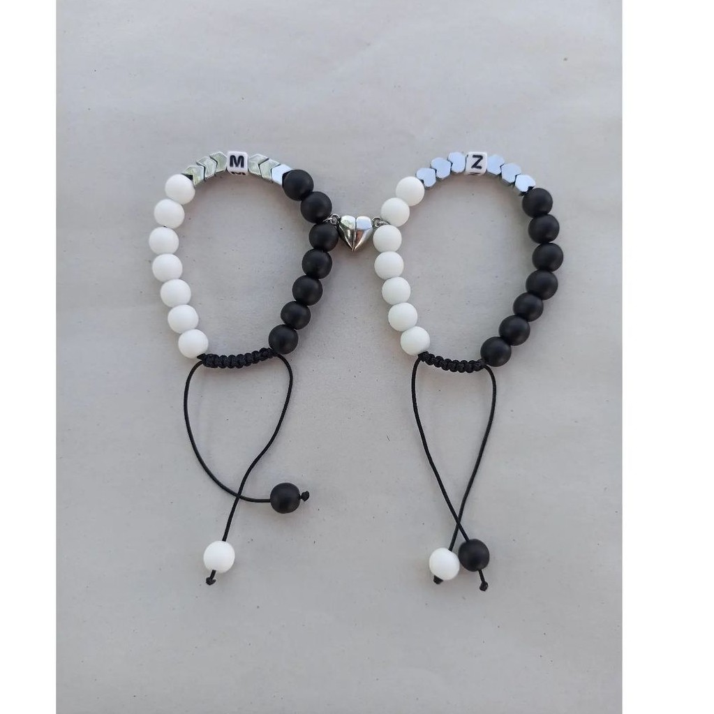 دستبند حروف  مگنتی بدلیجات استیل ست دستبند مگنت قلبی 