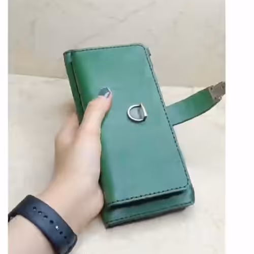 کیف پول و کیف مدارک  دستی   دوخت با چرم طبیعی  گاو  قابل اجرا  در  رنگ دلخواه 