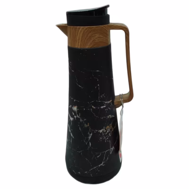 فلاسک 1 لیتری داخل استیل برند رگال طرح ماربل مشکی