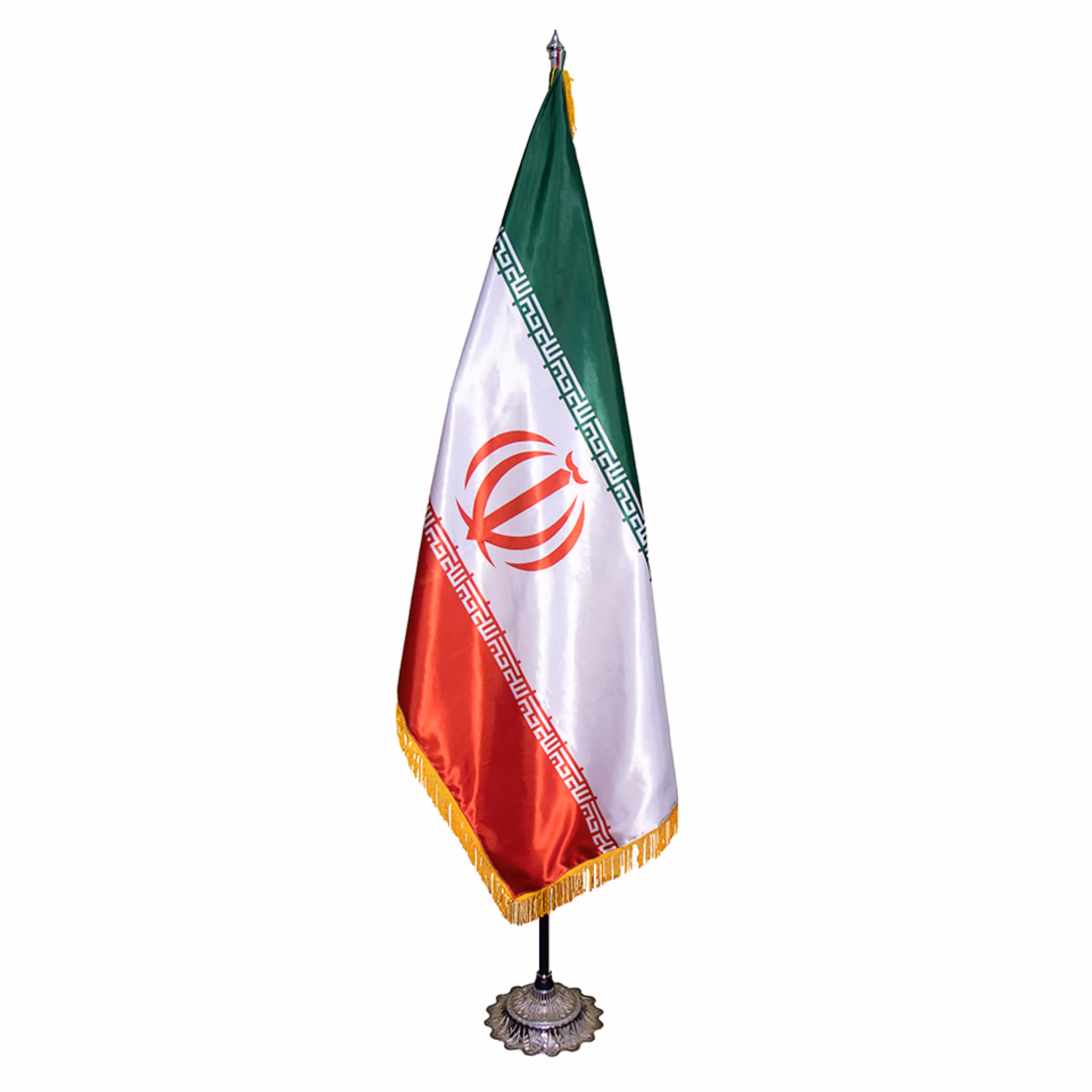 پرچم تشریفات ایران ساتن مات با پایه آفتابگردان