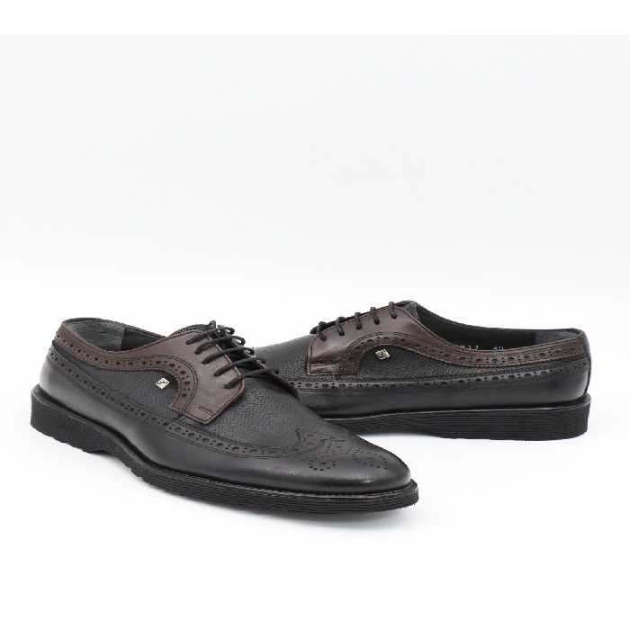 کفش های کژوال مشکی مردانه 2817 سیاه چرمی واقعی EVA BASE Fosco