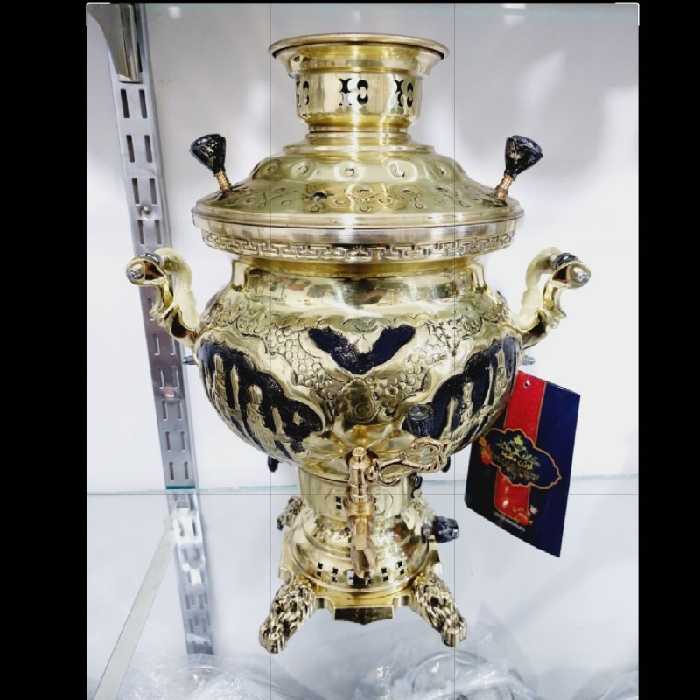 سماور 8لیتری مهسان گازی سیاه قلم سرباز ورق ضخیم نانو خورده  از تولید ب مصرف برند اوژن مشهد