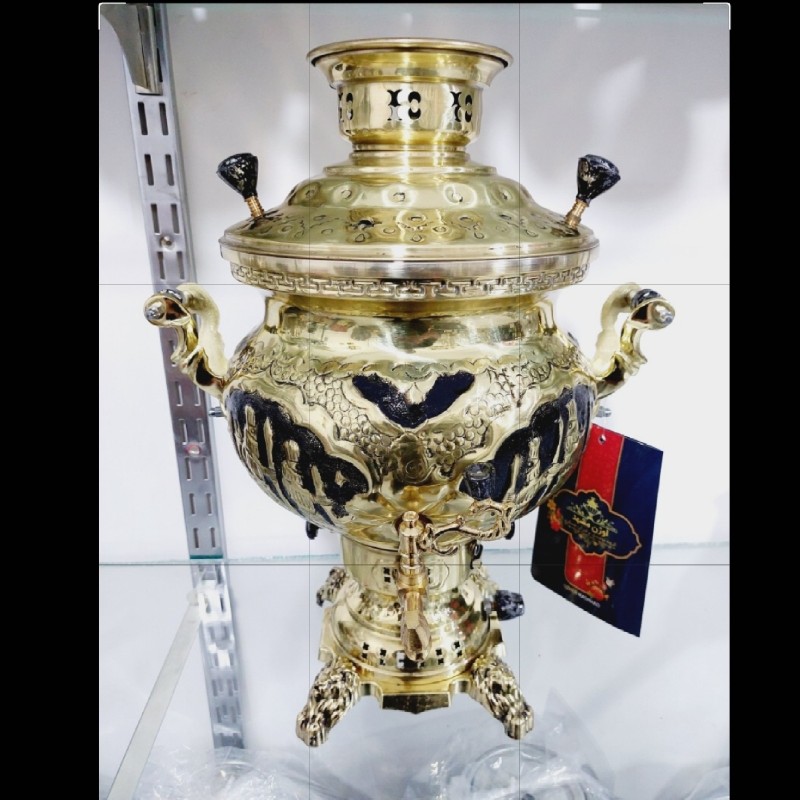 سماور 8لیتری مهسان گازی سیاه قلم سرباز ورق ضخیم نانو خورده  از تولید ب مصرف برند اوژن مشهد